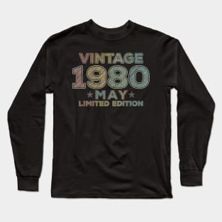 40th Birthday Gift Vintage May 1980 Forty Years Old Long Sleeve T-Shirt